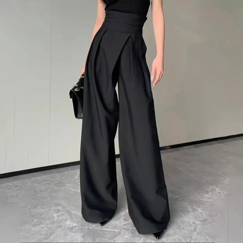 Women's High-Waist Wide-Leg Pants – Black
